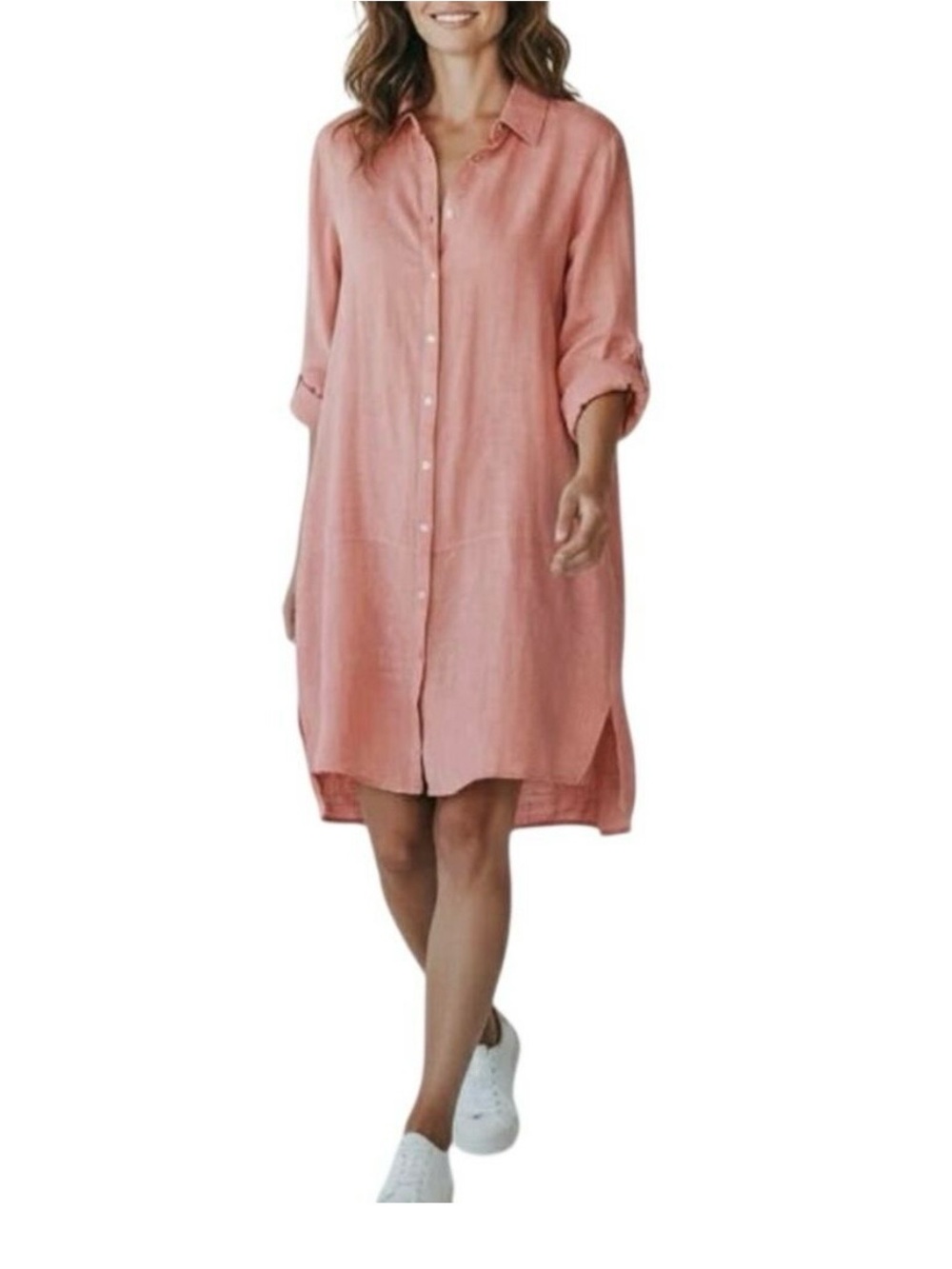 Tahari Coral Button-Front Midi Shirt Dress
